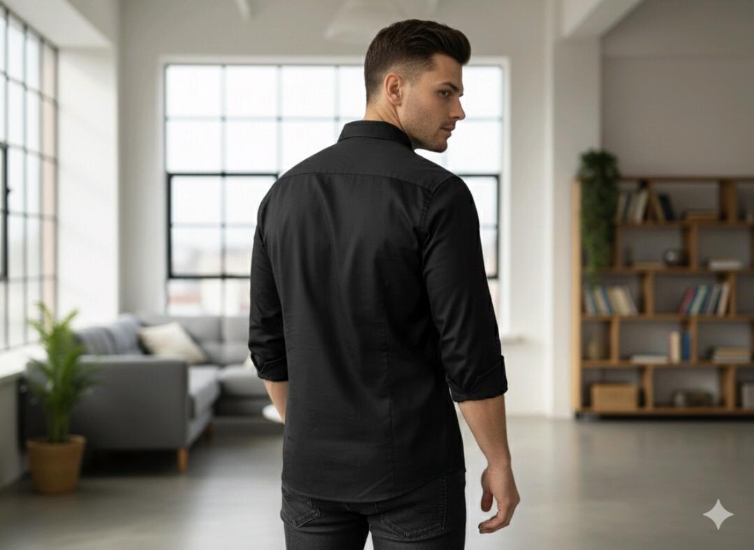 Black solid plain shirt