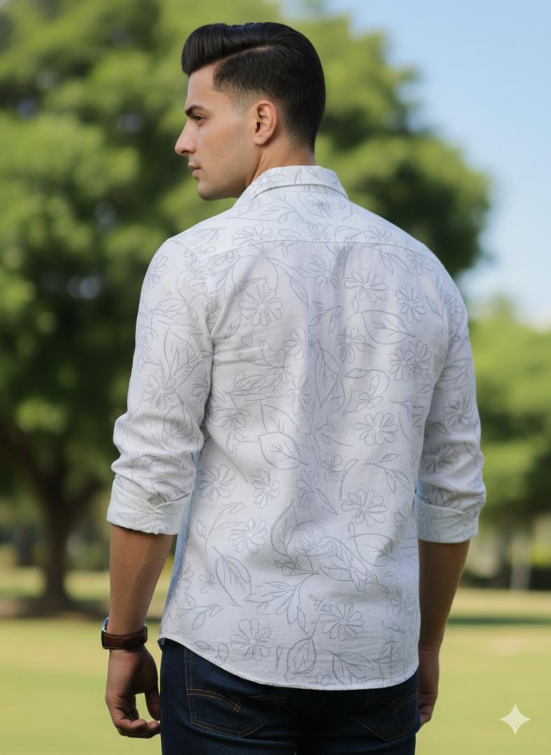 Cotton Printed Shirt for Men sky color