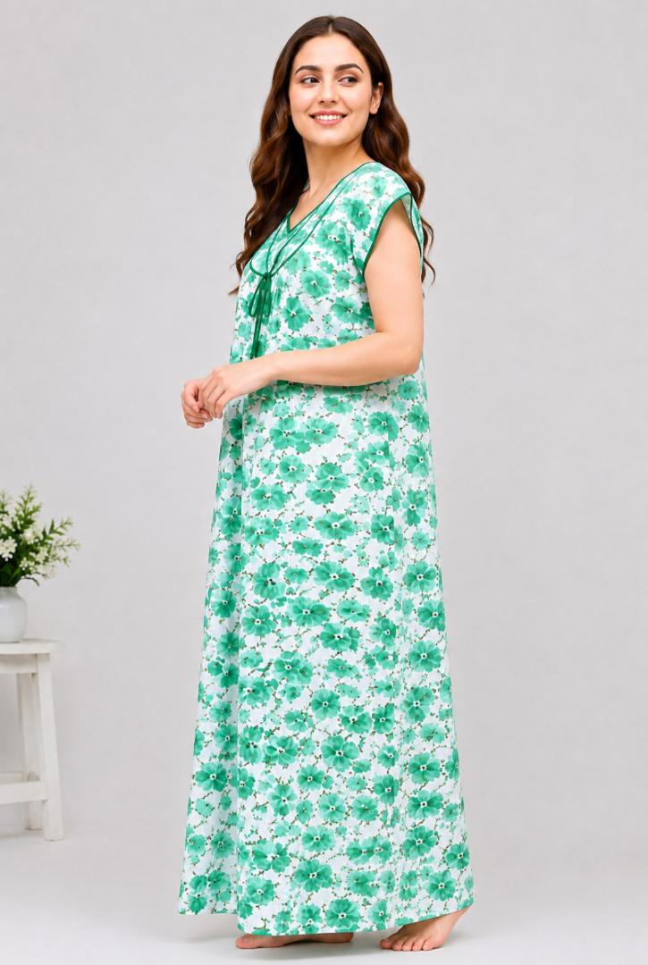 Cotton Women Nightdress Green Colour 