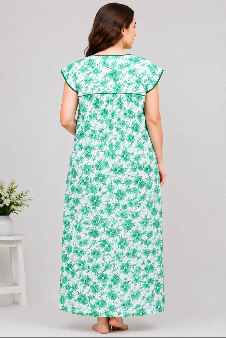 Cotton Women Nightdress Green Colour 