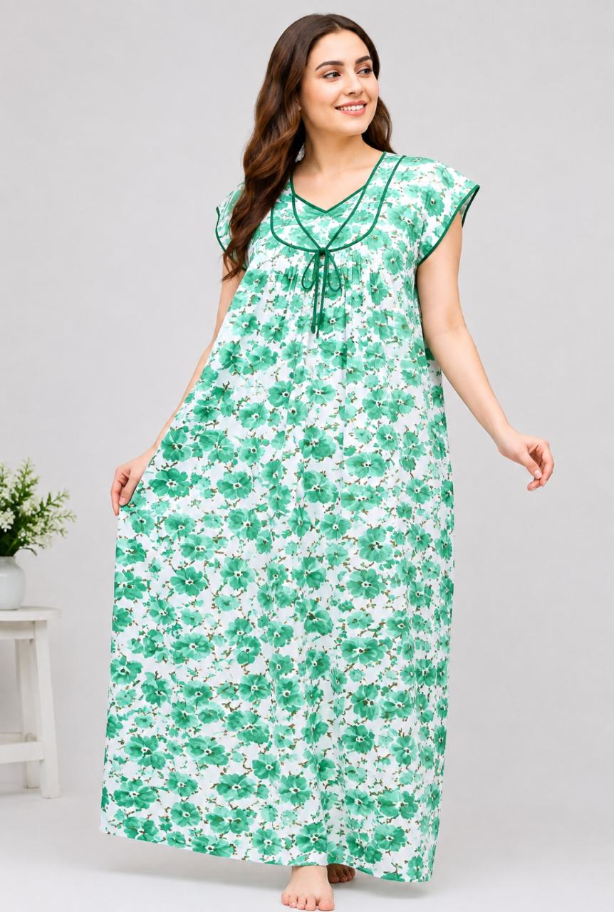 Cotton Women Nightdress Green Colour 