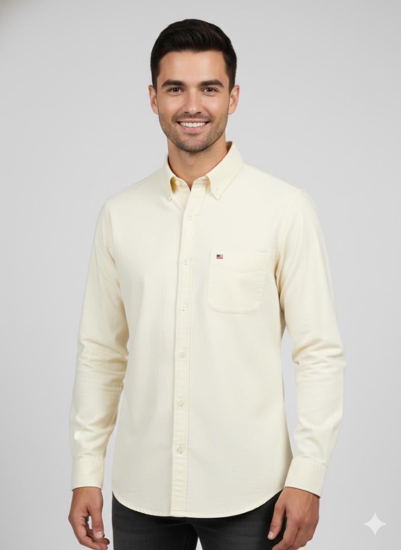 Cream  solid plain shirt