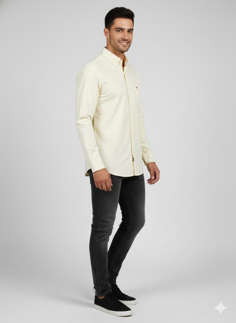 Cream  solid plain shirt