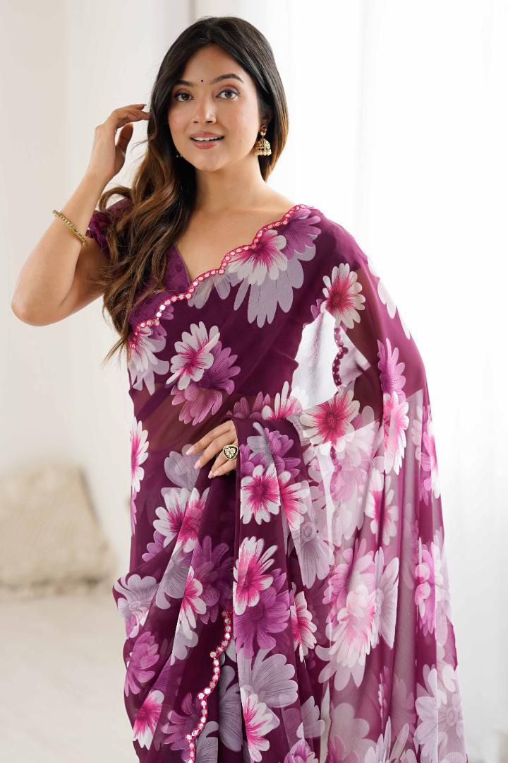 Georgette Silk  Saree With Unstitched Blouse DISHA