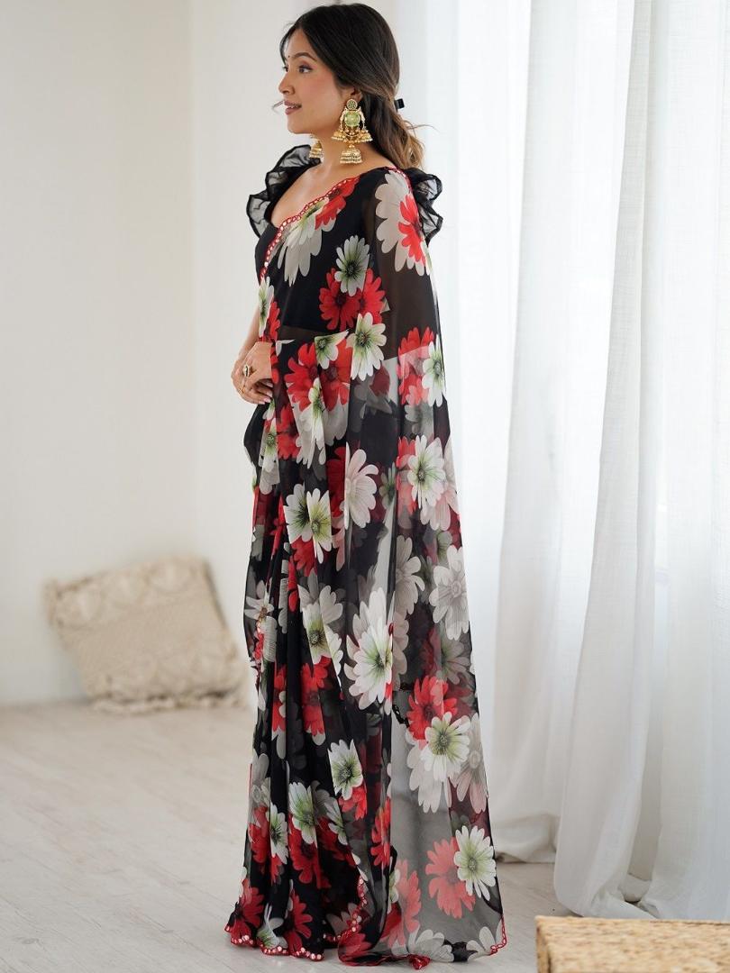 Georgette Silk  Saree With Unstitched Blouse DISHA