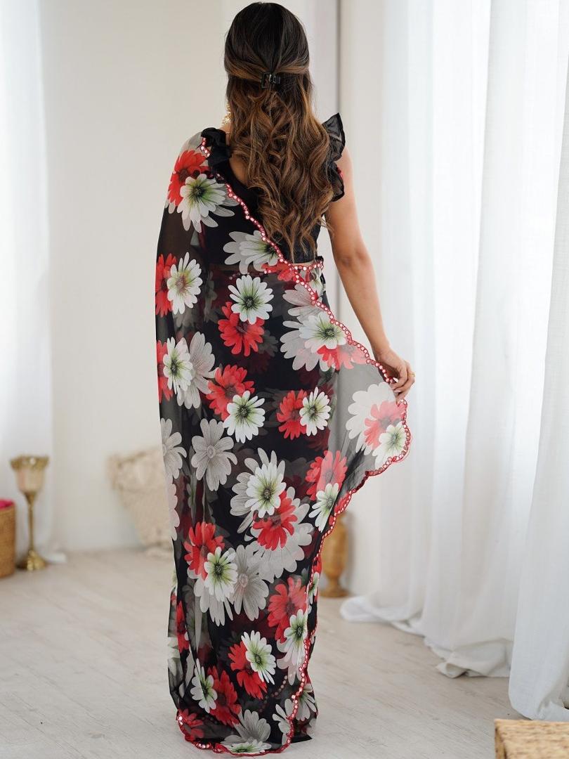 Georgette Silk  Saree With Unstitched Blouse DISHA