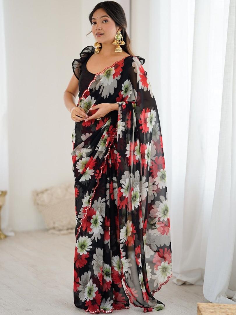 Georgette Silk  Saree With Unstitched Blouse DISHA