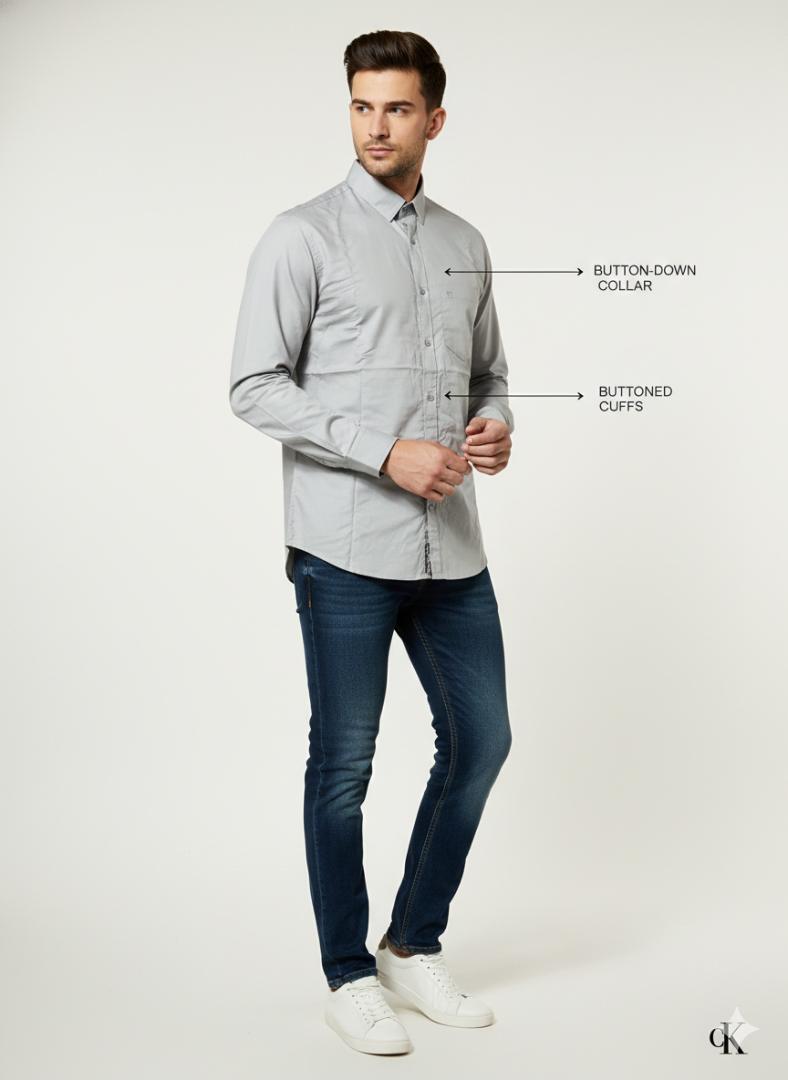 Gray Plain Solid Colour Shirt