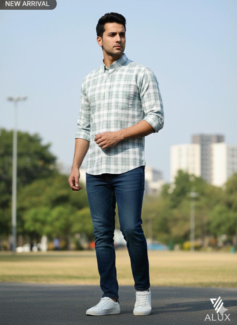 Green Check Shirt For Men