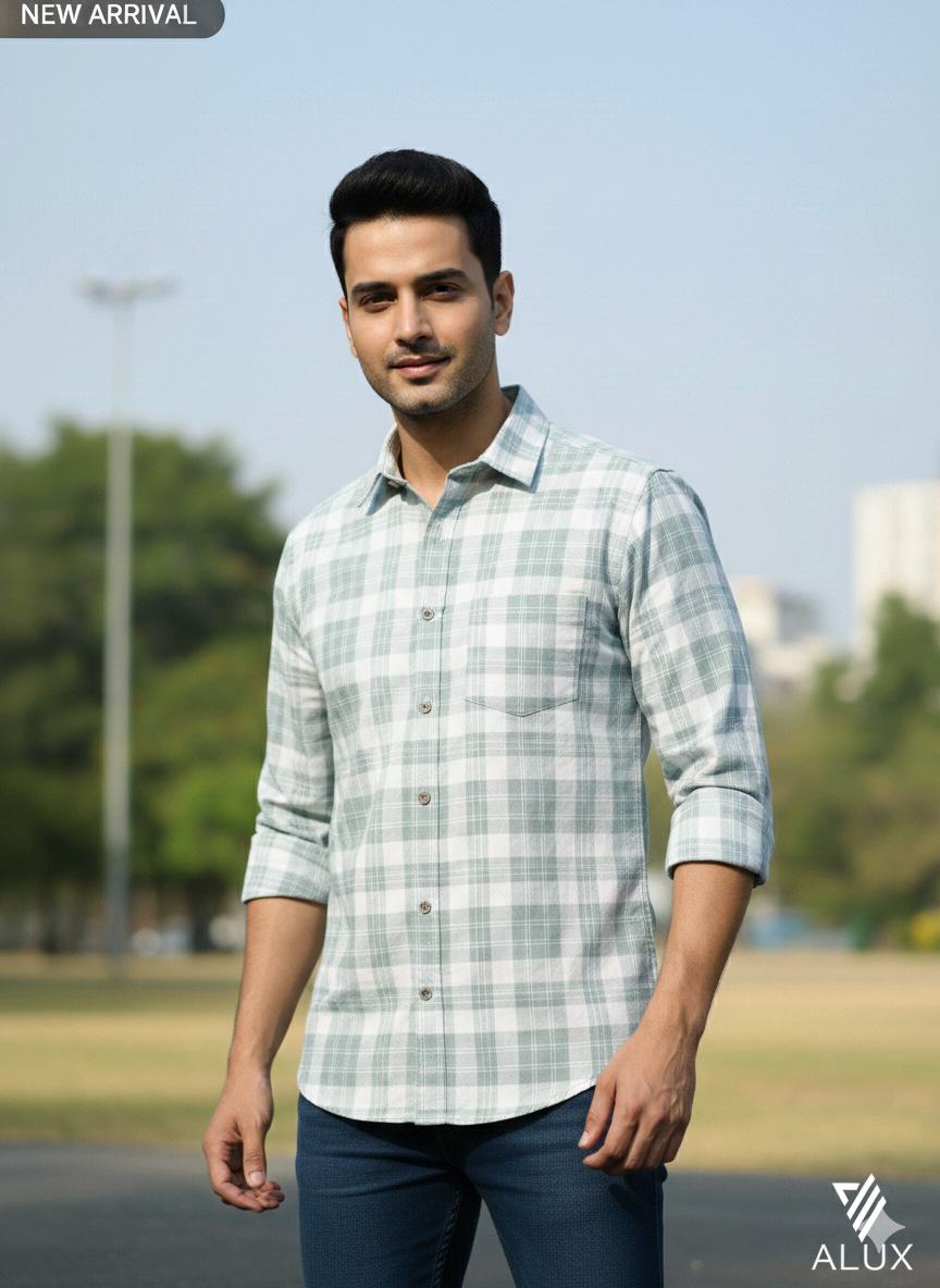 Green Check Shirt For Men