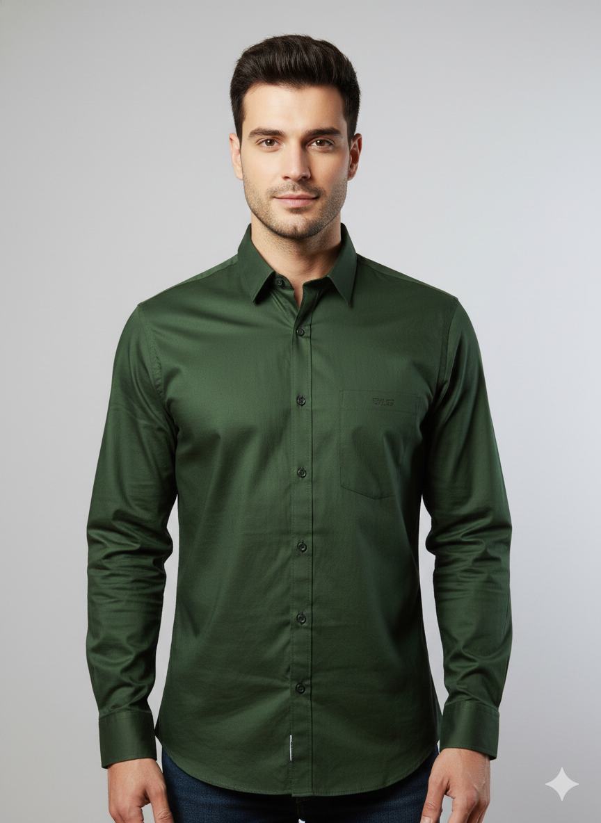 Green solid plain shirt