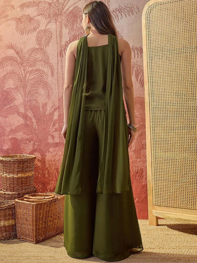 KURTI  WITH PLAZZO & DUPATTO DI-NIKKI ( Green)