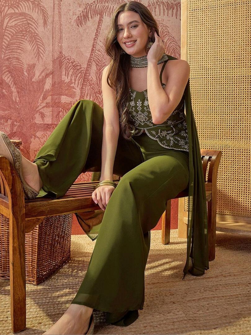 KURTI  WITH PLAZZO & DUPATTO DI-NIKKI ( Green)