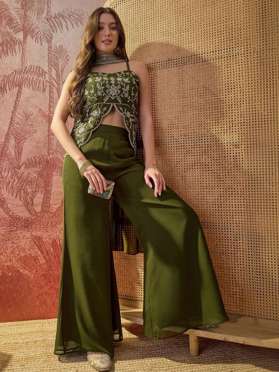 KURTI  WITH PLAZZO & DUPATTO DI-NIKKI ( Green)