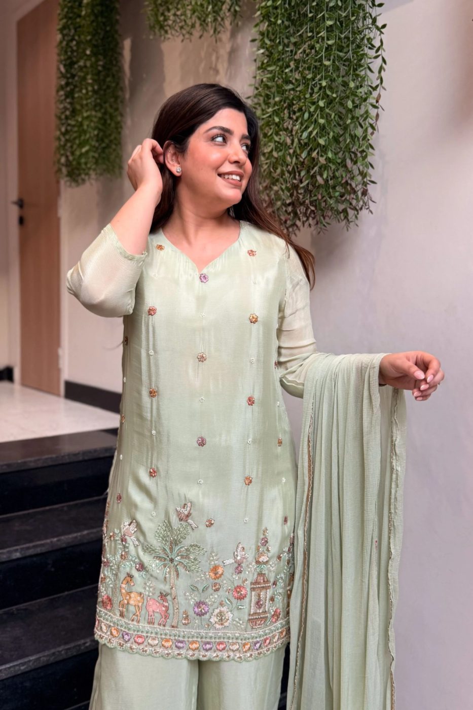 KURTI  WITH PANT & DUPATTA VI-KANIKA (Olive)