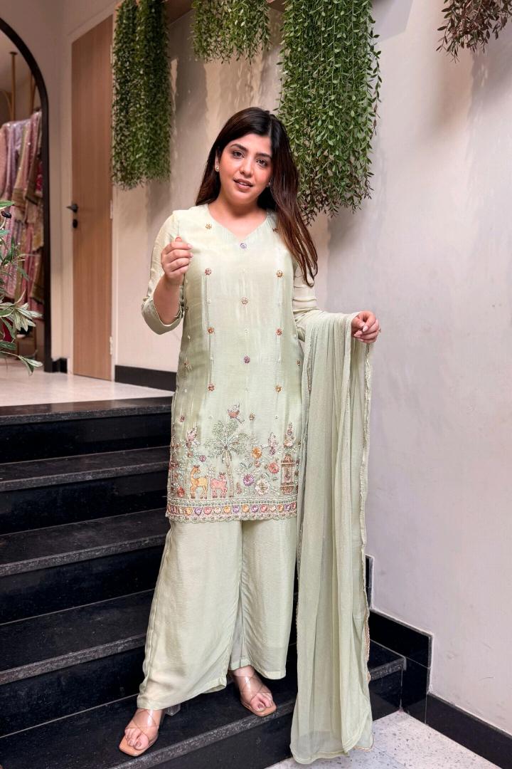 KURTI  WITH PANT & DUPATTA VI-KANIKA (Olive)