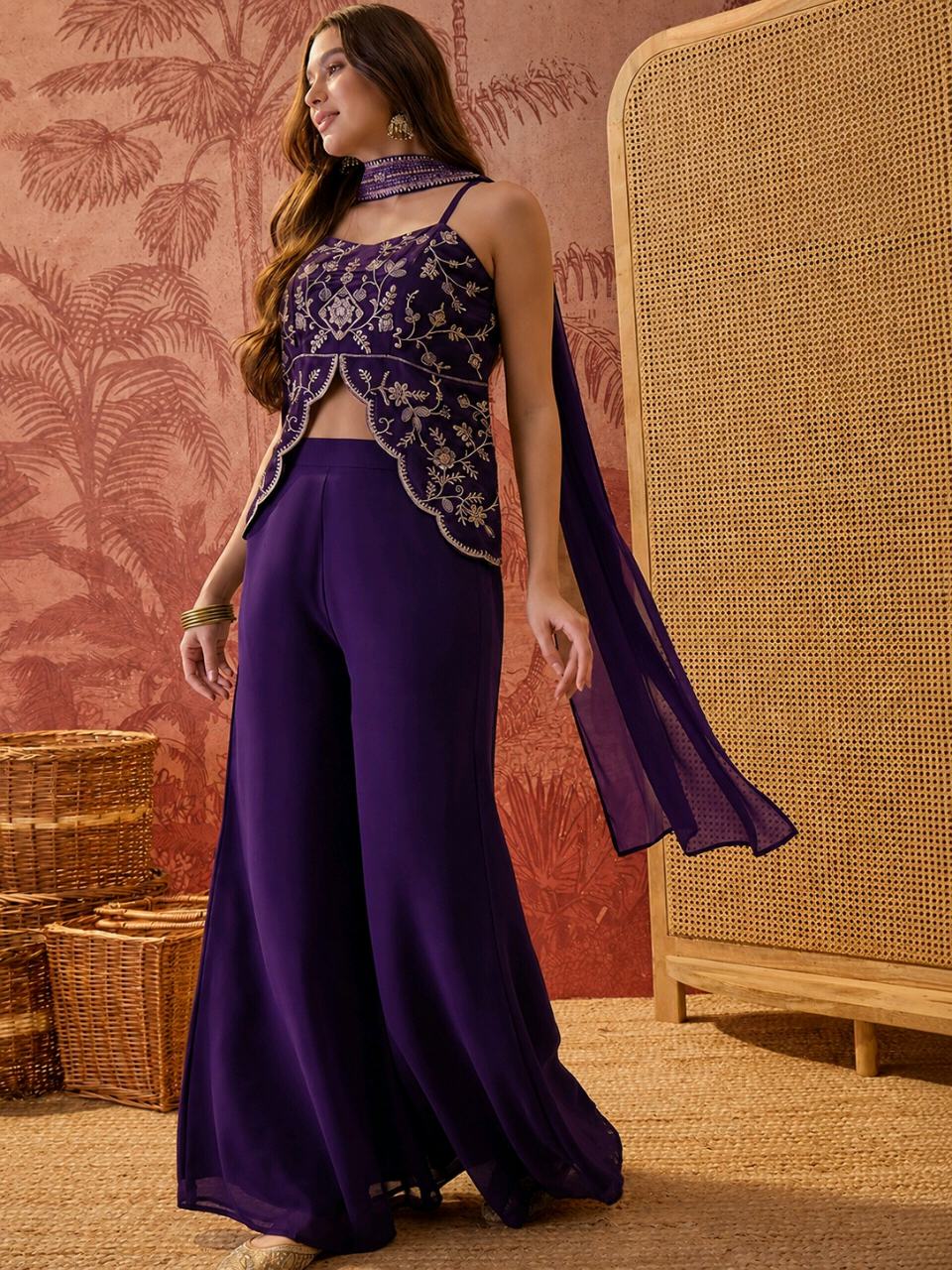 KURTI  WITH PLAZZO & DUPATTO DI-NIKKI (Blue)