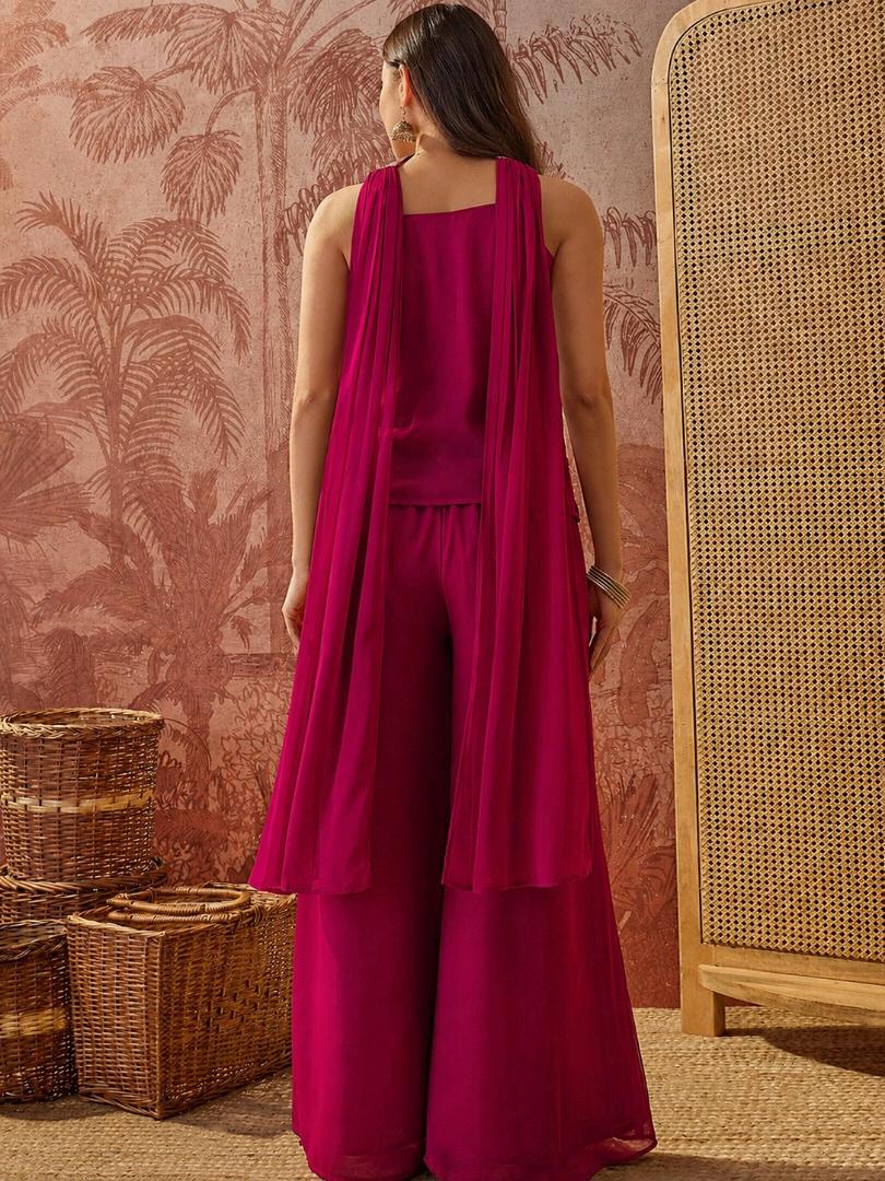 KURTI  WITH PLAZZO & DUPATTO DI-NIKKI ( Pink )