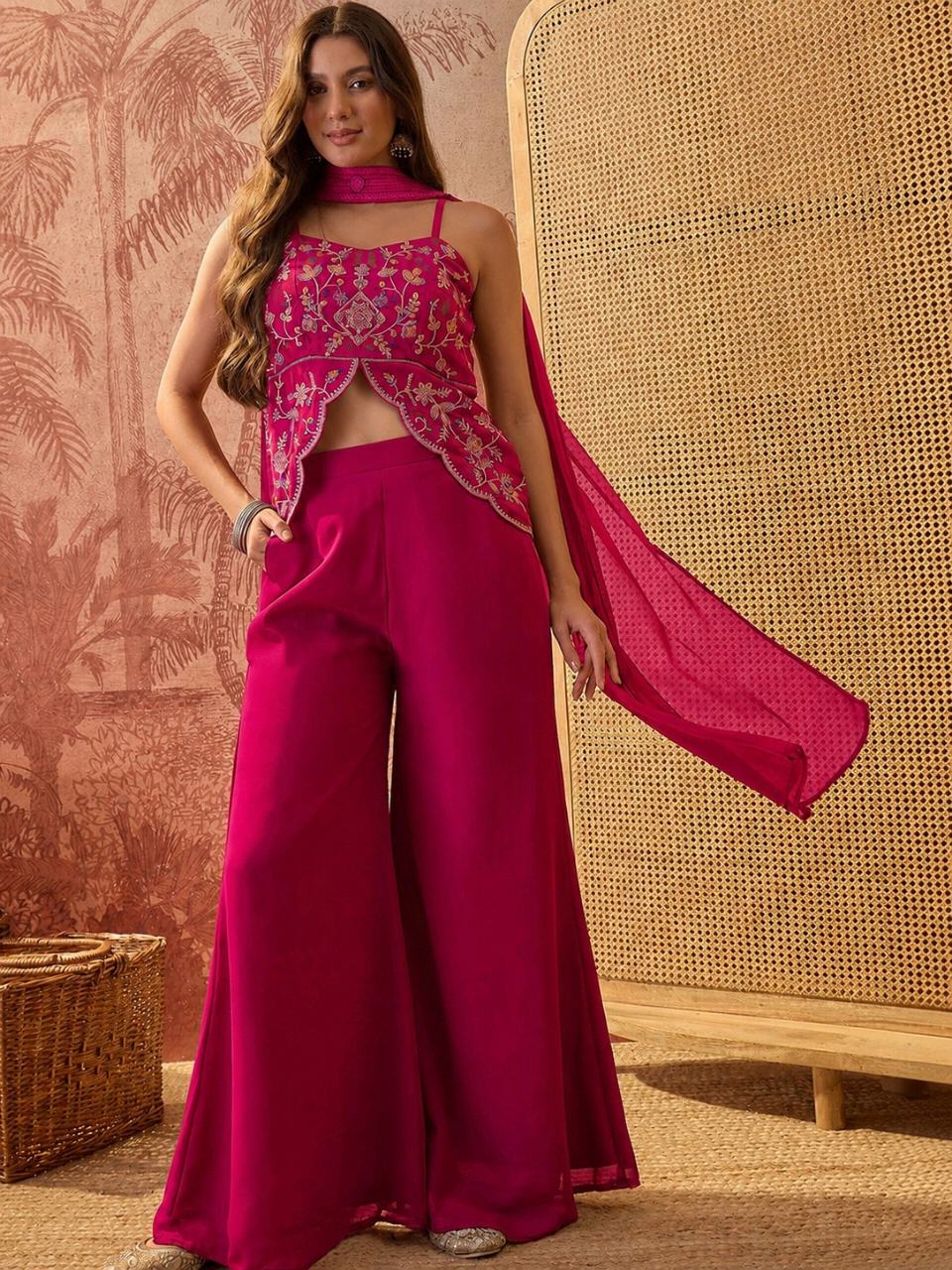 KURTI  WITH PLAZZO & DUPATTO DI-NIKKI ( Pink )
