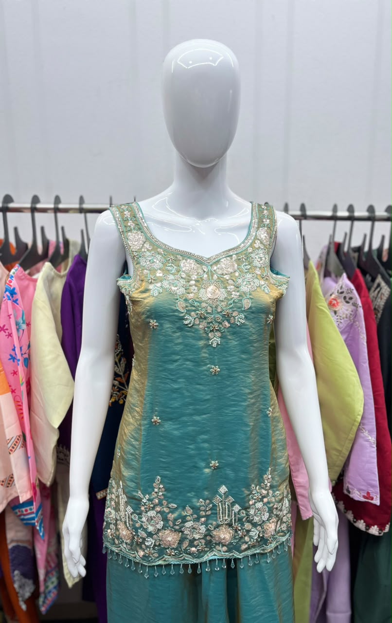 KURTI  WITH PLAZZO & DUPATTO VI-CHARVI (Green)