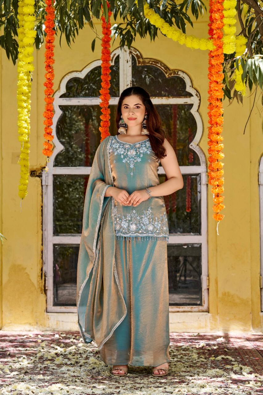 KURTI  WITH PLAZZO & DUPATTO VI-CHARVI (Green)