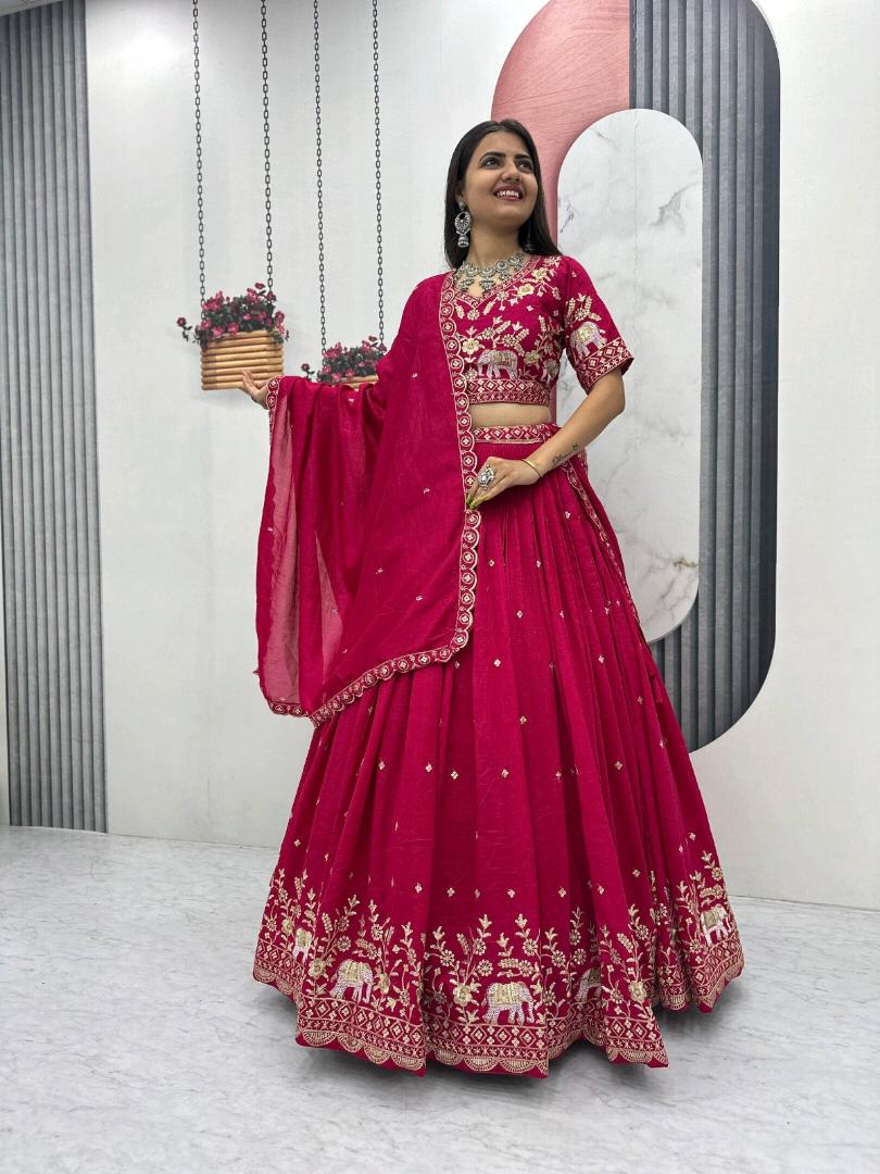 LEHENGA CHOLI  / FLORA (Rani Pink)