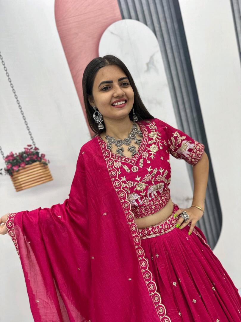 LEHENGA CHOLI  / FLORA (Rani Pink)
