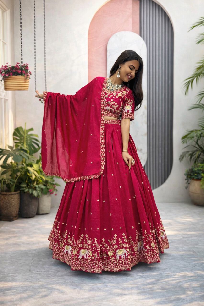 LEHENGA CHOLI  / FLORA (Rani Pink)