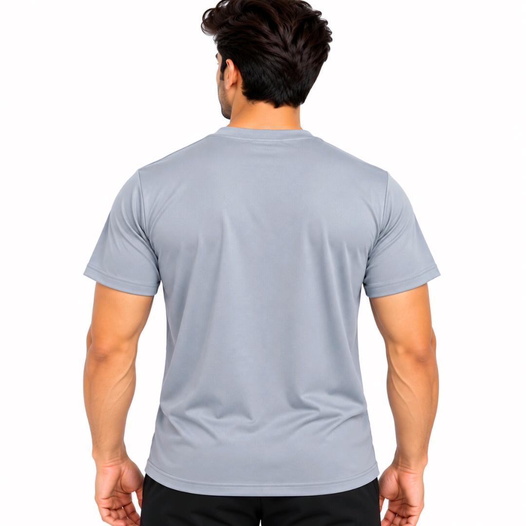 Men's Sports T-Shirt | Quick Dry & Breathable Fabric | Round Neck Half Sleeve T-Shirt | Regular Fit | Gym, Running & Casual Wear (Gray)