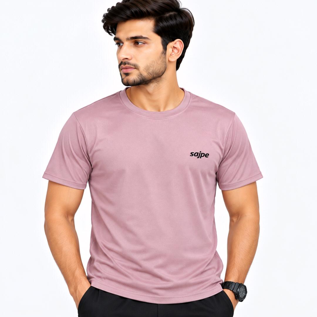 Men's Sports T-Shirt | Quick Dry & Breathable Fabric | Round Neck Half Sleeve T-Shirt | Regular Fit | Gym, Running & Casual Wear(Light Pink)