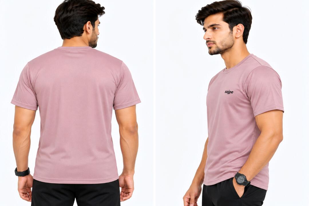 Men's Sports T-Shirt | Quick Dry & Breathable Fabric | Round Neck Half Sleeve T-Shirt | Regular Fit | Gym, Running & Casual Wear(Light Pink)