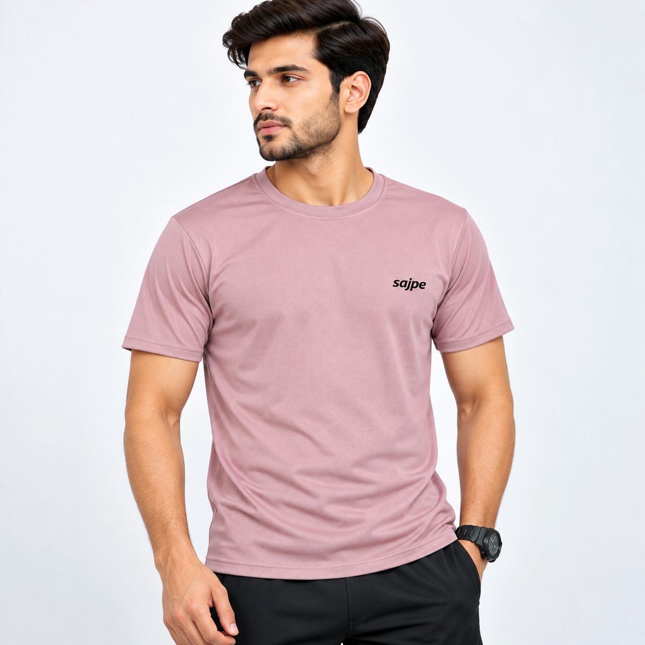Men's Sports T-Shirt | Quick Dry & Breathable Fabric | Round Neck Half Sleeve T-Shirt | Regular Fit | Gym, Running & Casual Wear(Light Pink)