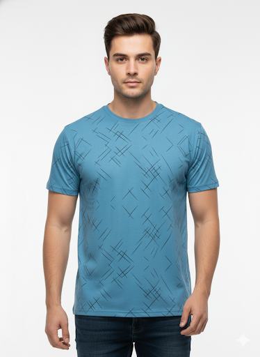 Men's Stylish Geometric Printed Round Neck T-Shirt