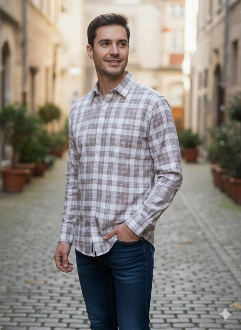 Onion Colour Check Shirt For Men