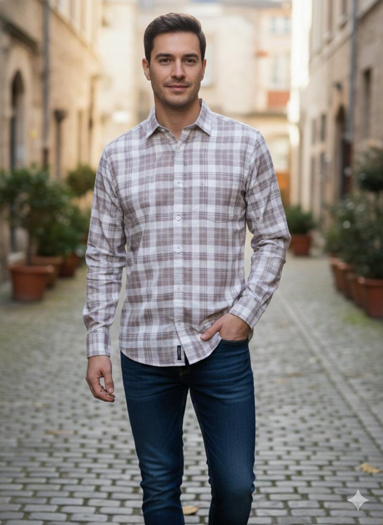 Onion Colour Check Shirt For Men