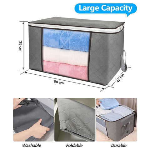 Organise your belongings with the versatile Grey Quilted Fabric Clothes Storage Bag 15803