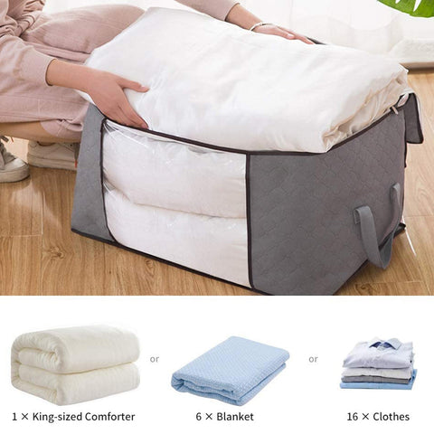 Organise your belongings with the versatile Grey Quilted Fabric Clothes Storage Bag 15803