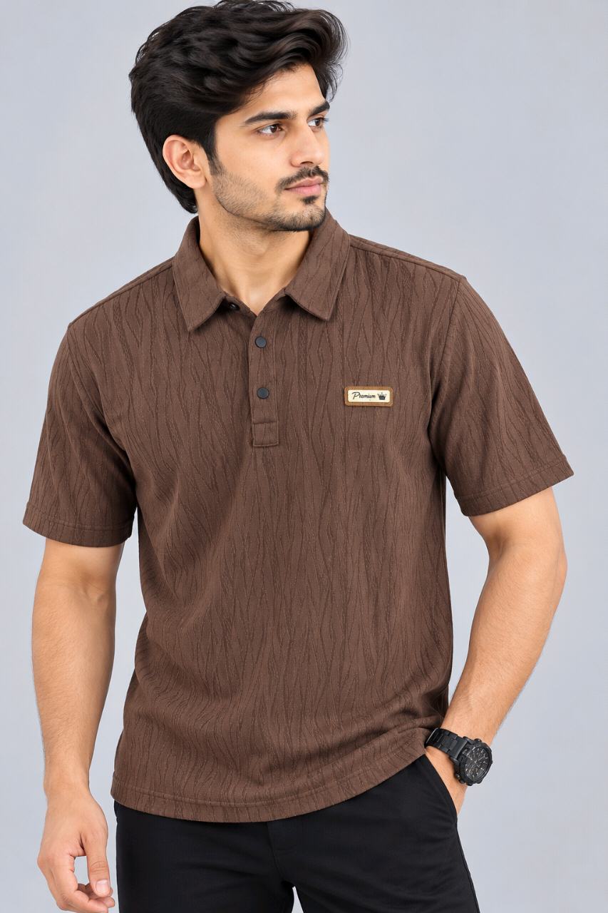 Product Name: Men's Textured Blue Polo T-Shirt (Copy)