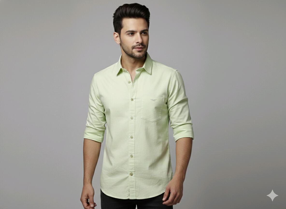 Sea Green Plain Solid Shirt For Men