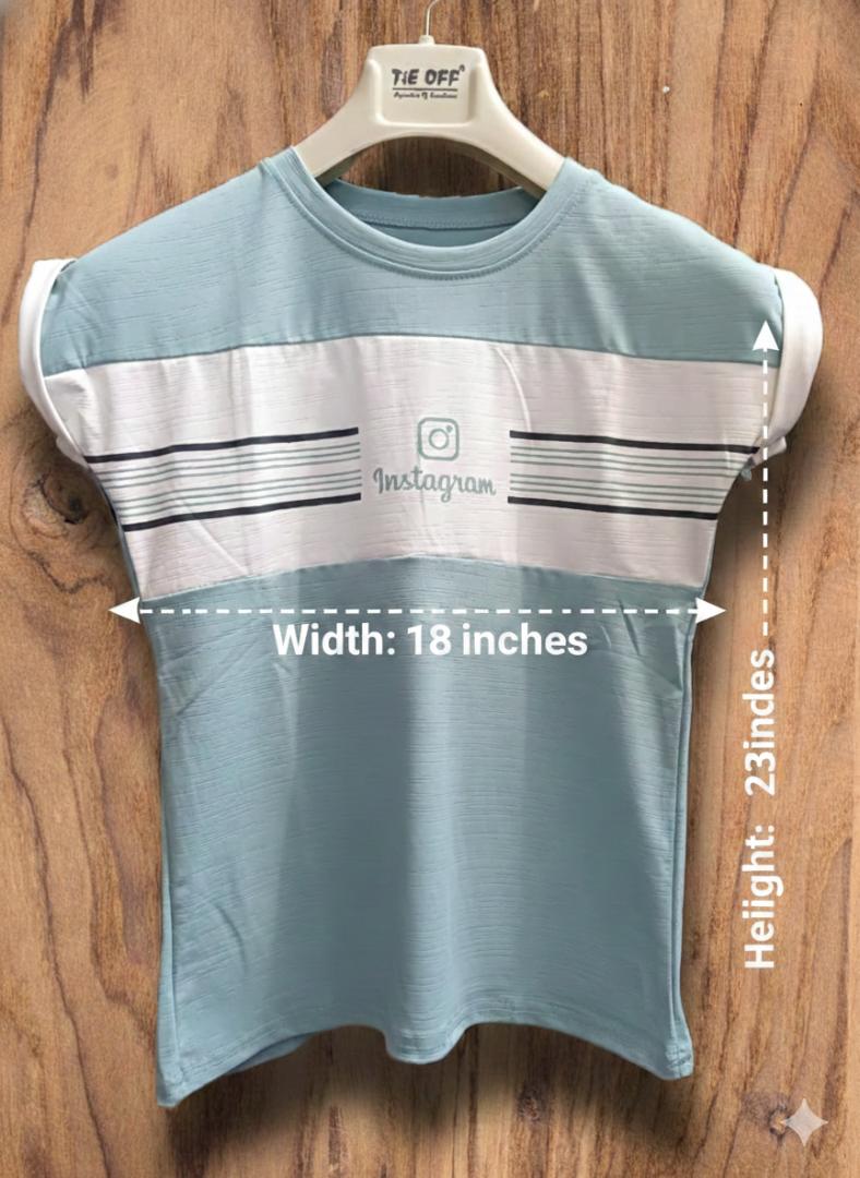 Trendy Girls Mint Green Color-Blocked T-Shirt