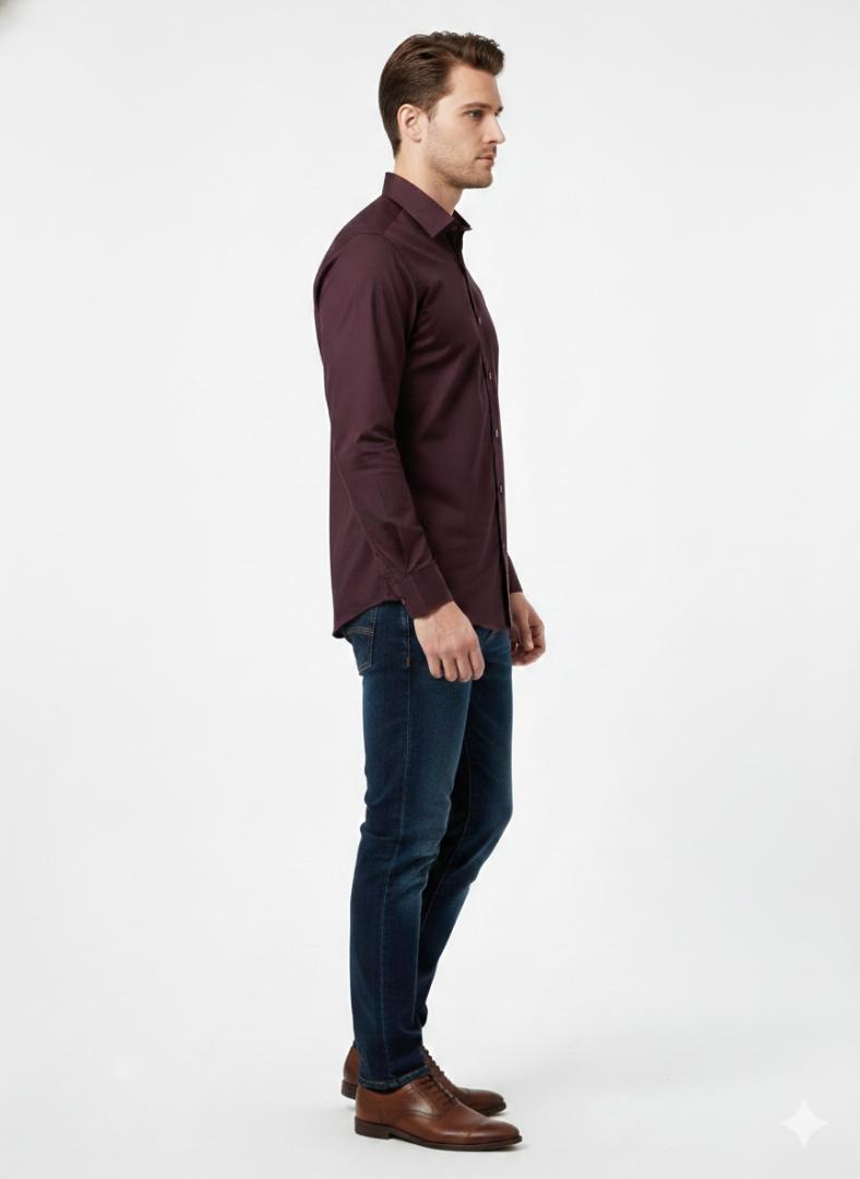 Wine  solid plain shirt