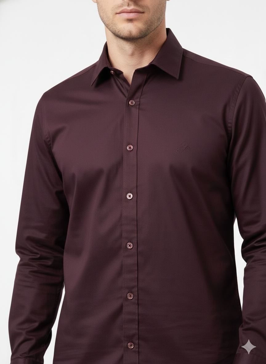 Wine  solid plain shirt