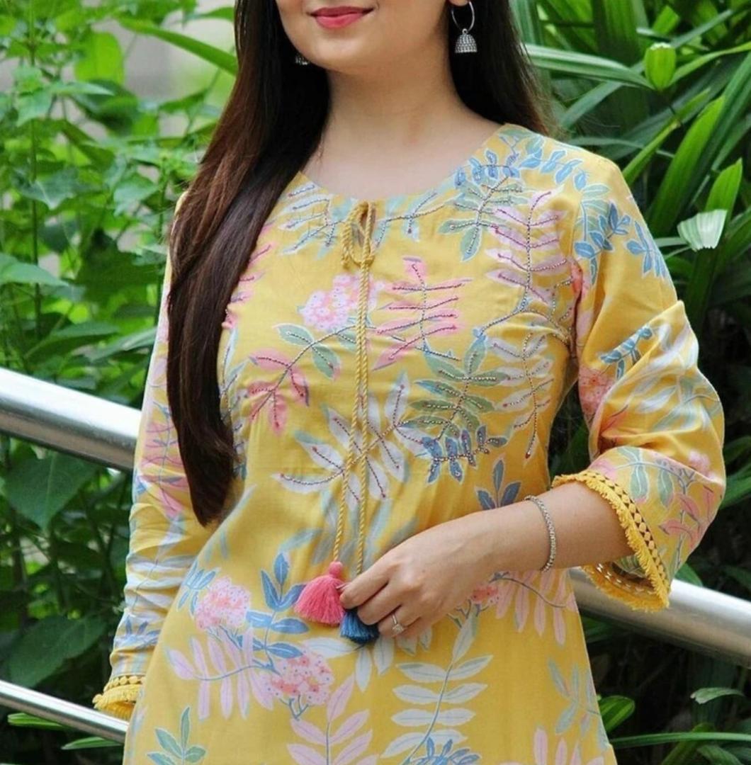 Women’s Yellow Floral Printed Kurtis 