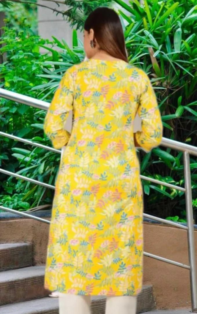 Women’s Yellow Floral Printed Kurtis 